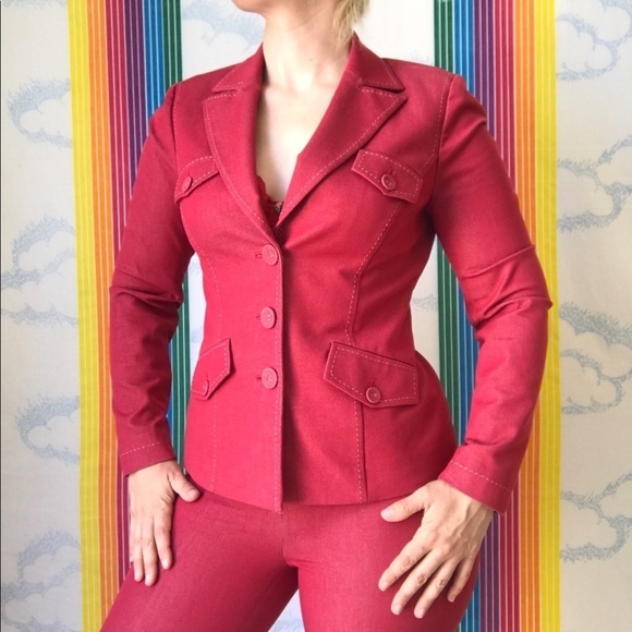 Y2K sexy two piece pant suit trendy red - Picture 7 of 11